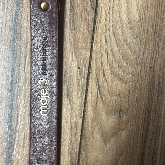 NWOT. Maje 3 Elegant Burgundy Leather Belt with Gold Accents. 35” long. - Picture 2 of 6
